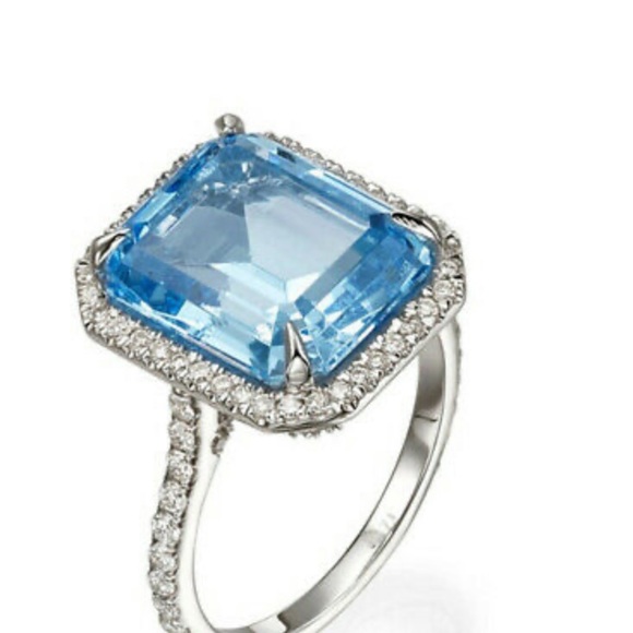Fashion 925 Silver Ring for Emerald Cut Aquamarine - Picture 7 of 11